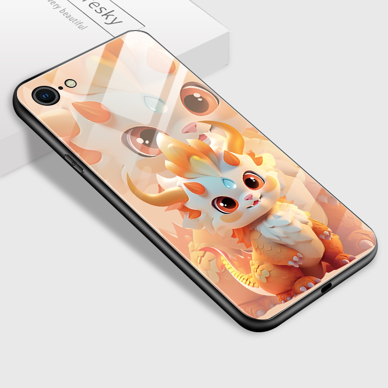 Marvelcase Casing Case For iPhone 7 7 Plus iPhone 8 8 Plus iPhone SE 2020 SE 2022 Shockproof Cartoon 12 Symbolic Animals Dragon Pattern Series Tempered Glass Housing Cover