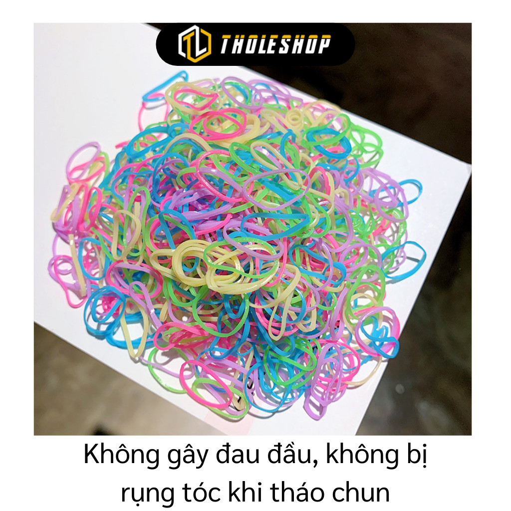Thun cột tóc - Túi 1000 chun cột tóc nhiều màu bền, co giãn - Túi zip buộc tóc