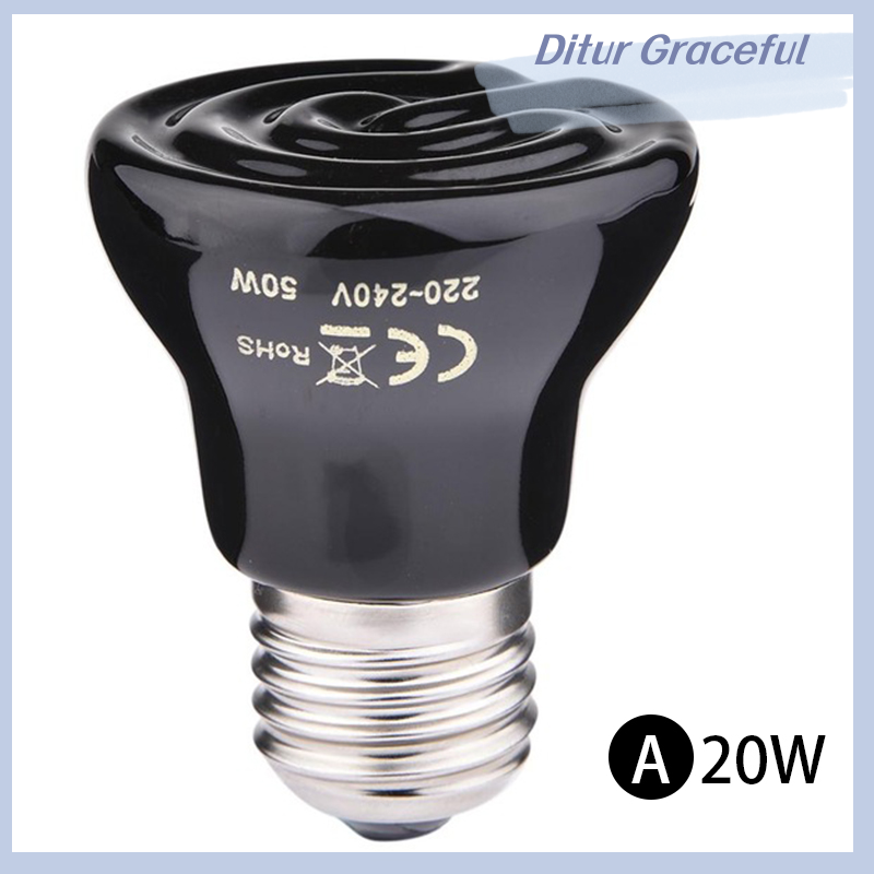Ditur 20/60/100W Pet heating bulb mini infrared ceramic for reptile pet cage