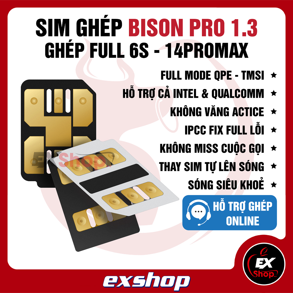 Siêu sim ghép Bison Pro 1.3 mới nhất | Ghép full 6s - 14PM - intel - Qualcomm