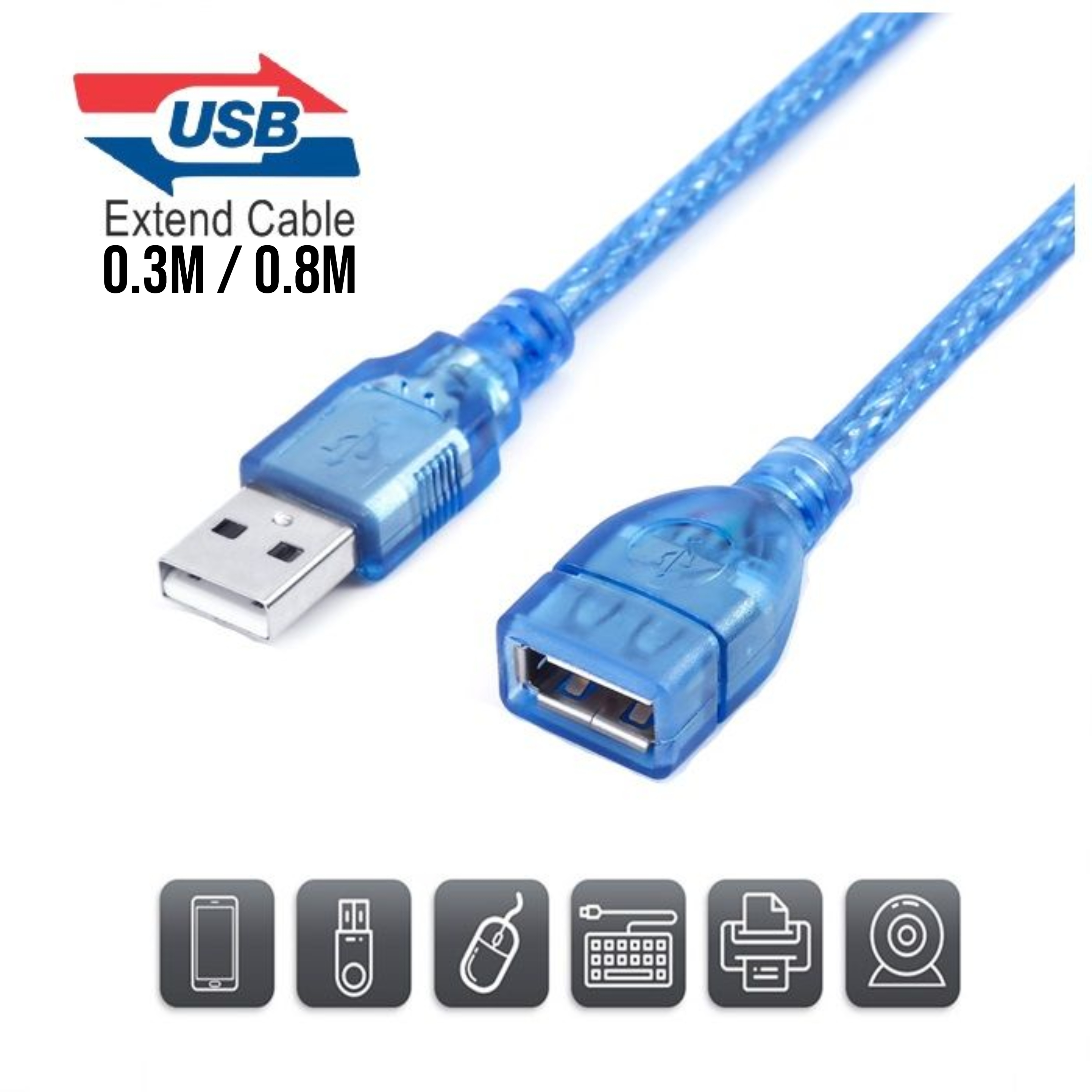 Lot Of 100 USB 2.0 A Male To Female Extension Cables - 2.5 Feet Each, Bulk Pack