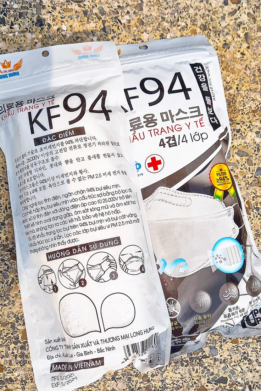 Khẩu trang y tế đẹp 4D KT94 Long hưng (túi 10 cái)
