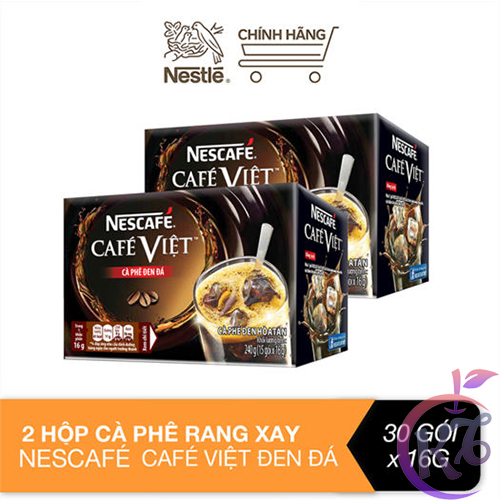 Combo 2 hộp Nescafe Việt đen đá hộp 15 gói x 16g - cà phê Việt, cafe đen đá hòa tan date mới - coffee