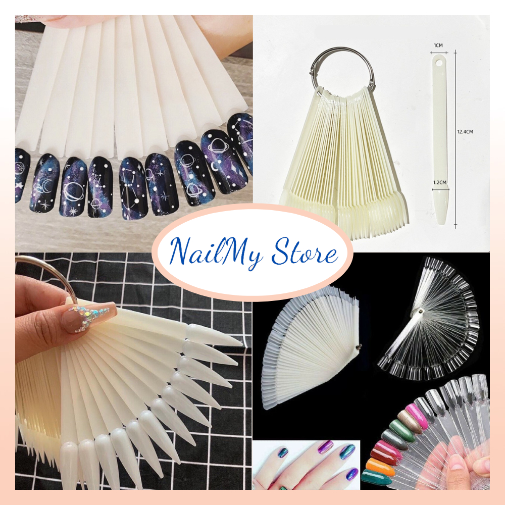 Móng que tập vẽ, tập sơn, làm mẫu nail bịch 50 que (nhọn, vuông, bầu, thang)