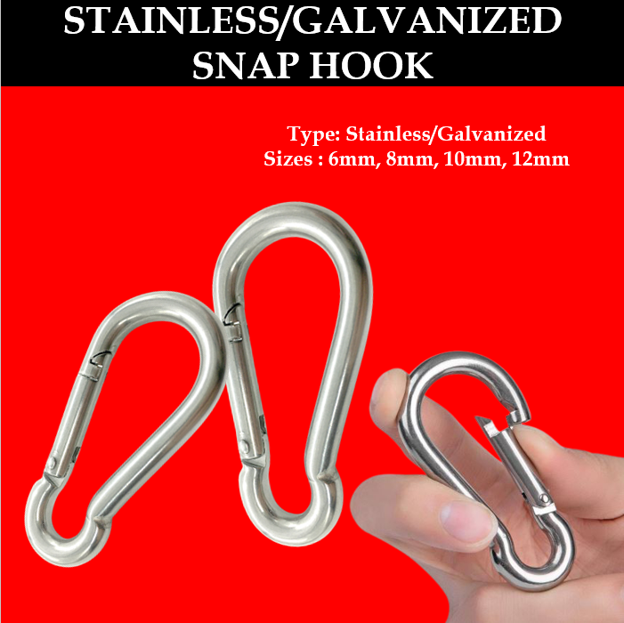 TOYU 6mm12mm 304 Stainless Galvanized Safety Snap Hook Stainless