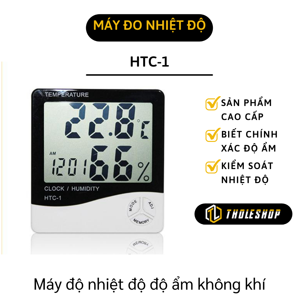 Máy đo độ ẩm không khí HTC-1 - Nhiệt kế kỹ thuật số, máy đo độ ẩm, nhiệt độ trong phòng cho bé sơ sinh - Đồng hồ kiêm nhiệt kế để bàn