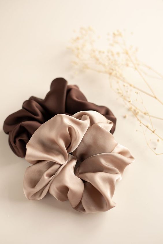 Dây cột tóc vải scrunchies lụa cao cấp màu da pastel, nude, nhiều size