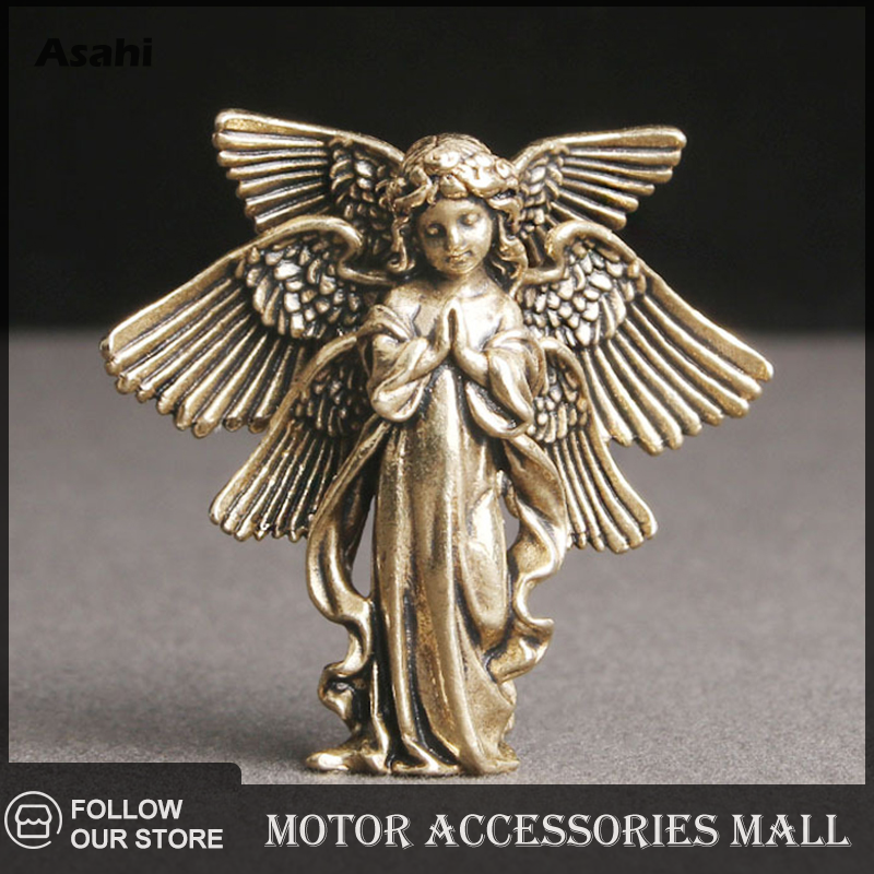 Asahi Motor Tượng Thần Tình Yêu thiên thần sáu cánh bằng đồng đồ trang trí nhỏ Tượng thiên thần bằng đồng đồ trang trí để bàn phụ kiện trang trí nhà cửa