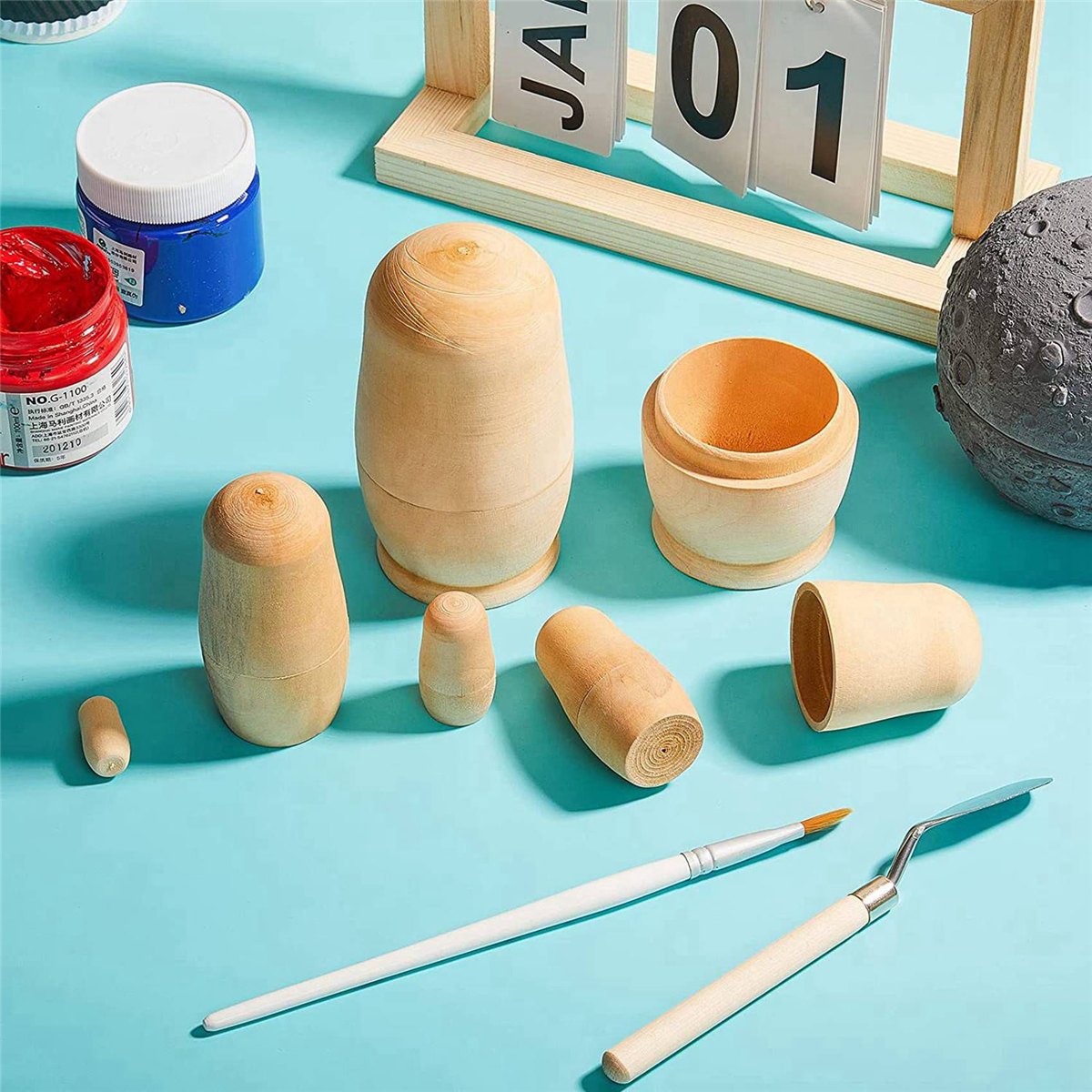 25X Unpainted Russian Nesting Dolls DIY Blank Nesting Dolls Unfinished Nesting Doll Kit Matryoshka Nesting Dolls