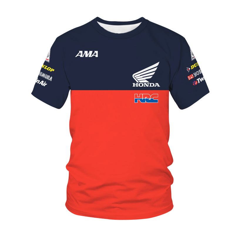 2022 New Men's  Sport 3D T-shirt Motorcycle Team Cycling short-sleeved Summer Casual Round Collar  Sports HONDA T-shirt Printed Men's Oversized Clothes Top ETK5C211811E