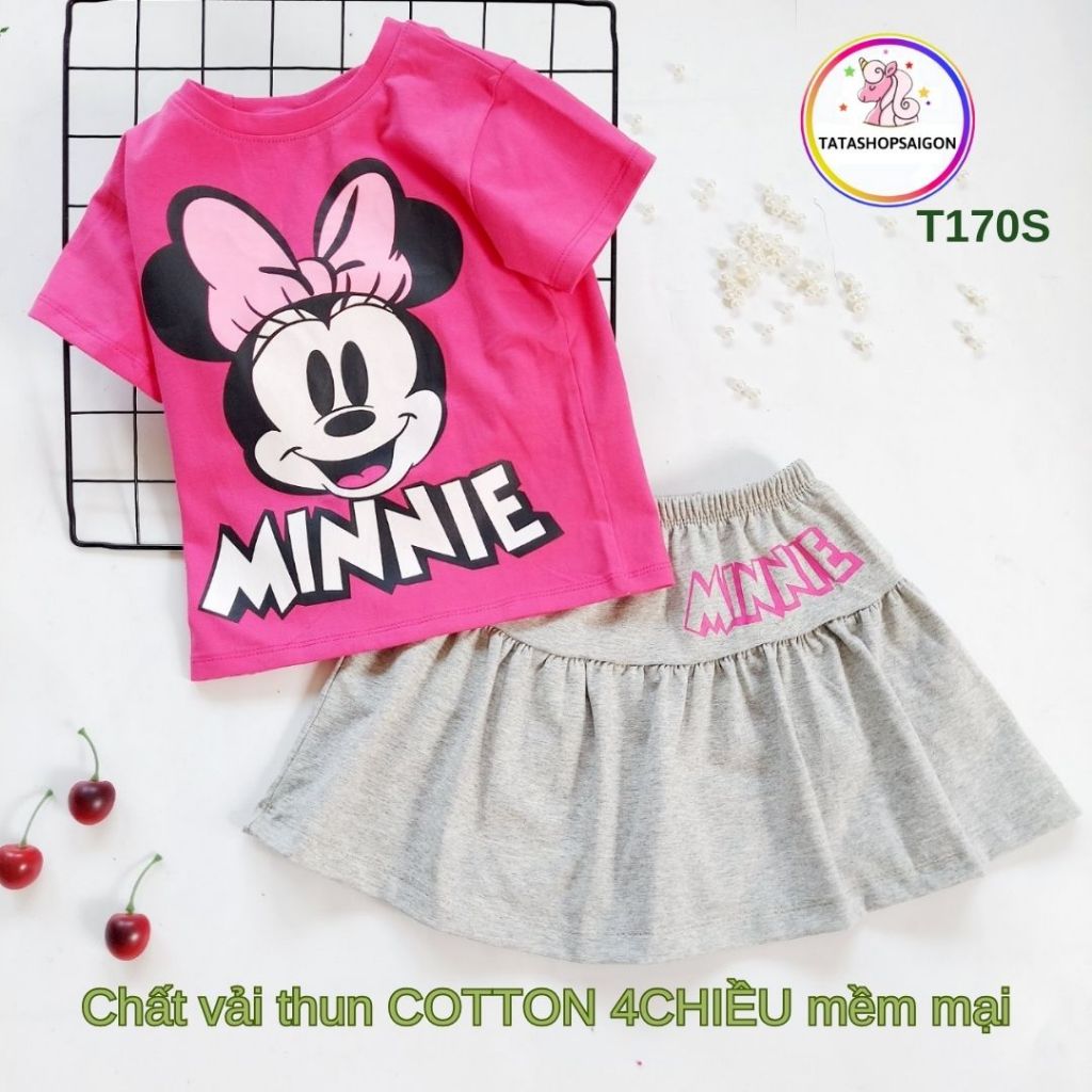 Bộ váy bé gái - set váy bé gái thun cotton có quần chip liền T170