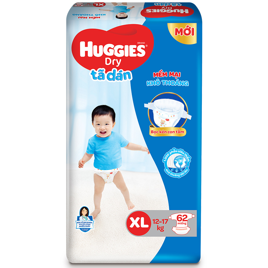 Tã dán huggies dry size xl62 miếng
