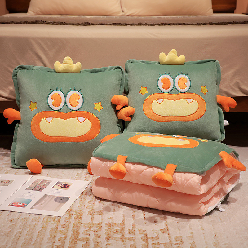 Throw pillow cute cartoon dopamine monster Throw pillow by office nap 3-in-1 pillow sofa nap pillow quilt