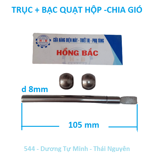 10 bộ trục và bạc quạt hộp -chia gió trục dài 105mm