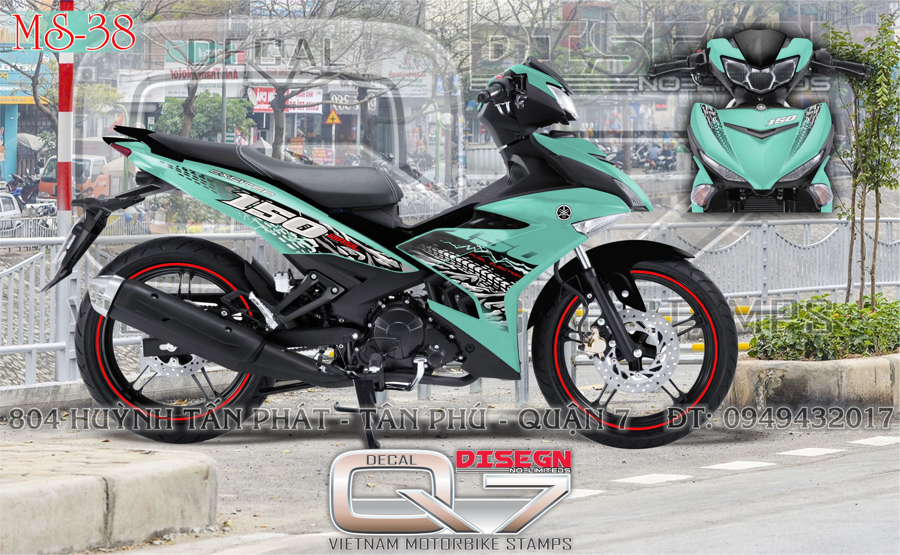 Tem rời exciter150 - xanh lá