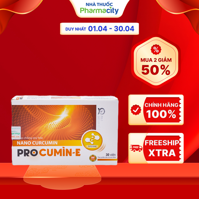 Viên nghệ Procumin-E hỗ trợ bảo vệ niêm mạc dạ dày (Hộp 3 vỉ x 10 viên)