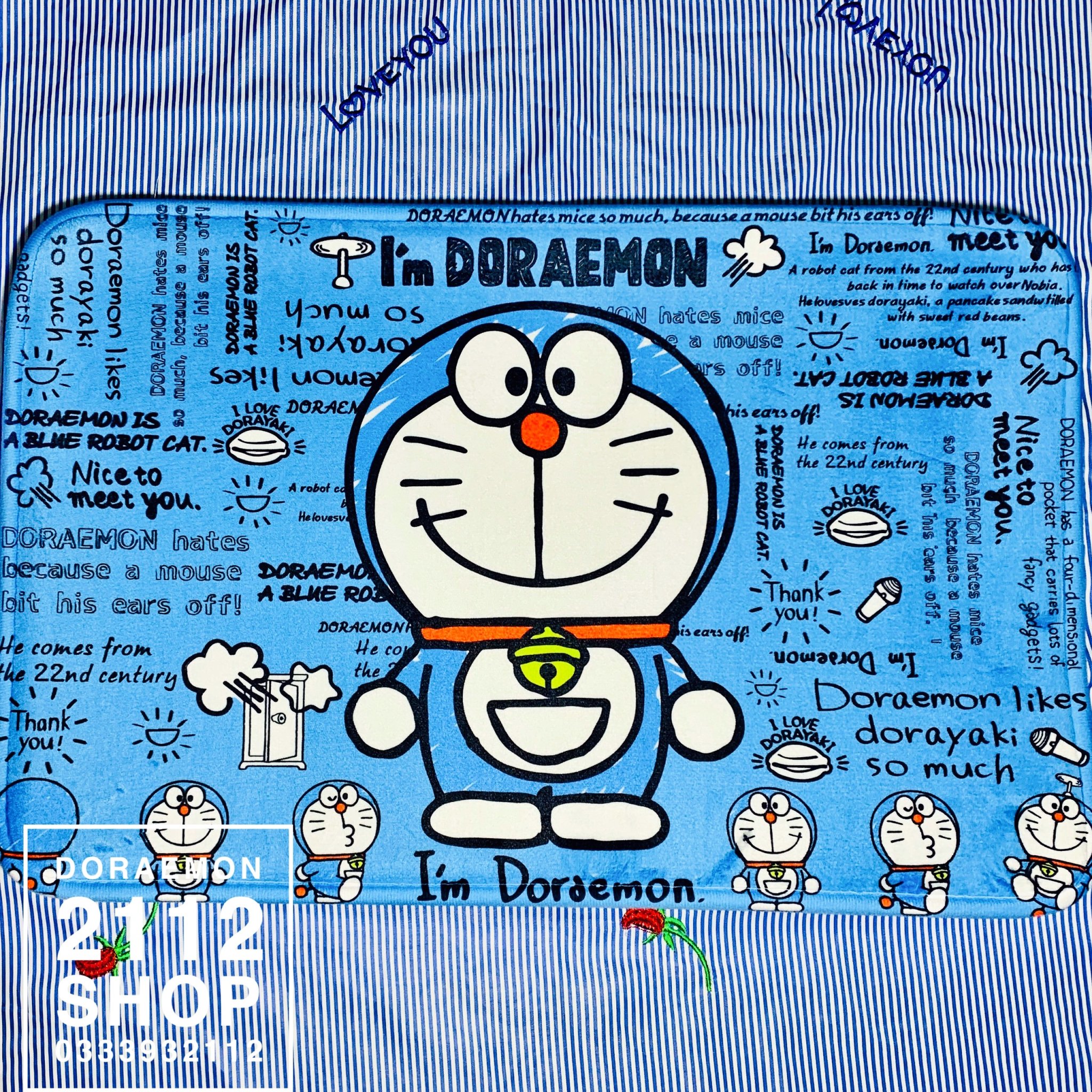 Thảm bông chùi chân hút nước Doraemon 40x60cm