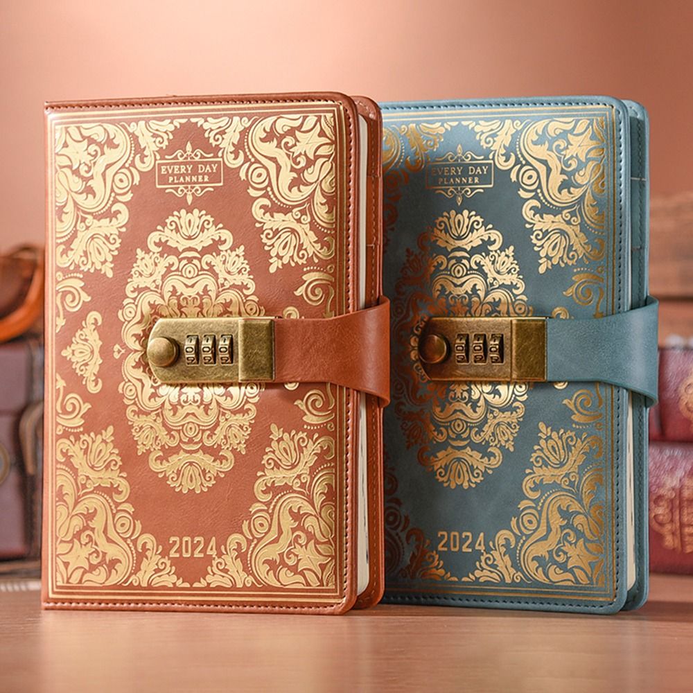 MMLUCK Password Locking 2024 Combination Lock Journal A5 Ruled Lined Paper Combination Lock Secret Diary Elegant General Memory Book Password Schedule Planner Secrets Writing