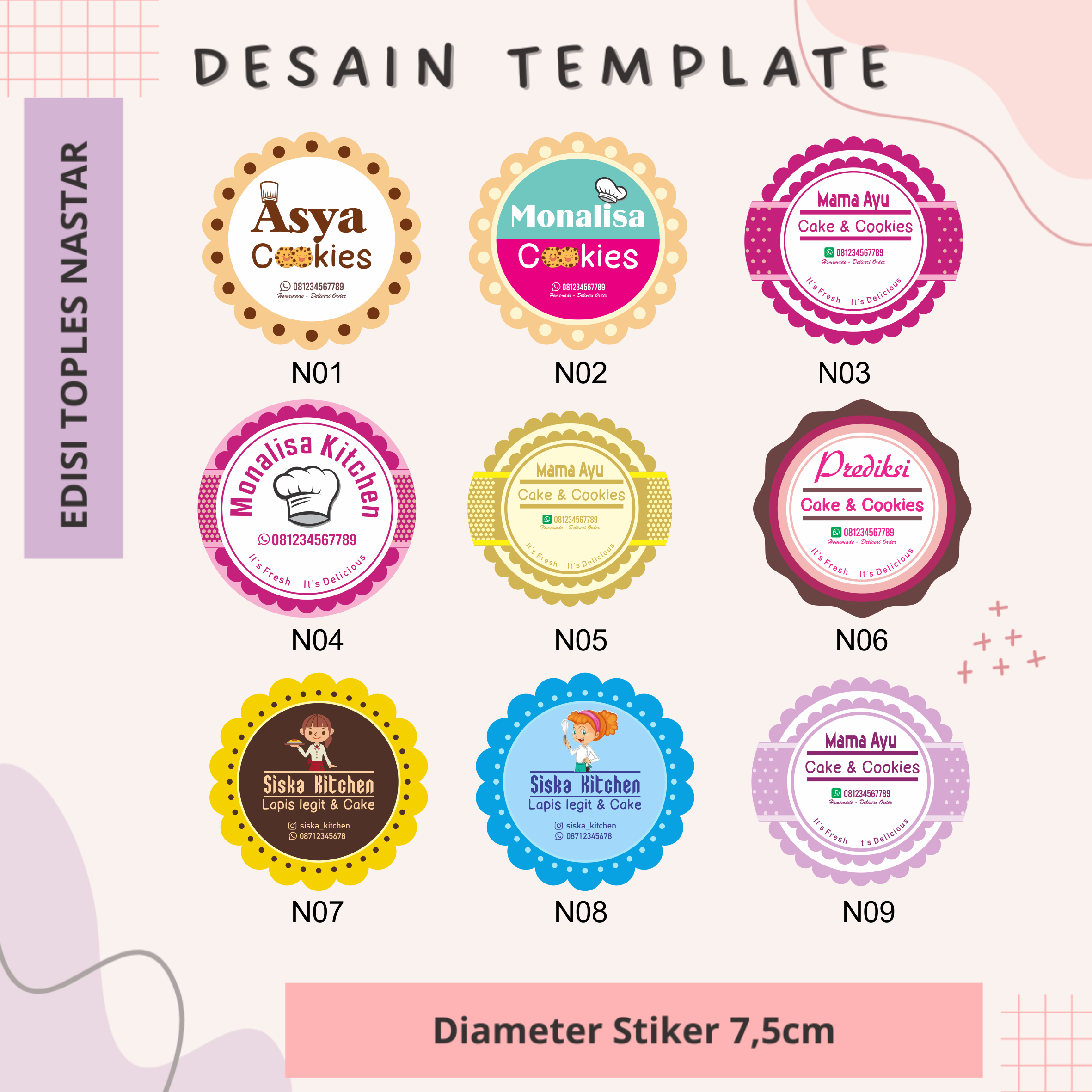 CETAK STIKER CROMO / LABEL BULAT LABEL NAMA LABEL MAKANAN TOPLES ...