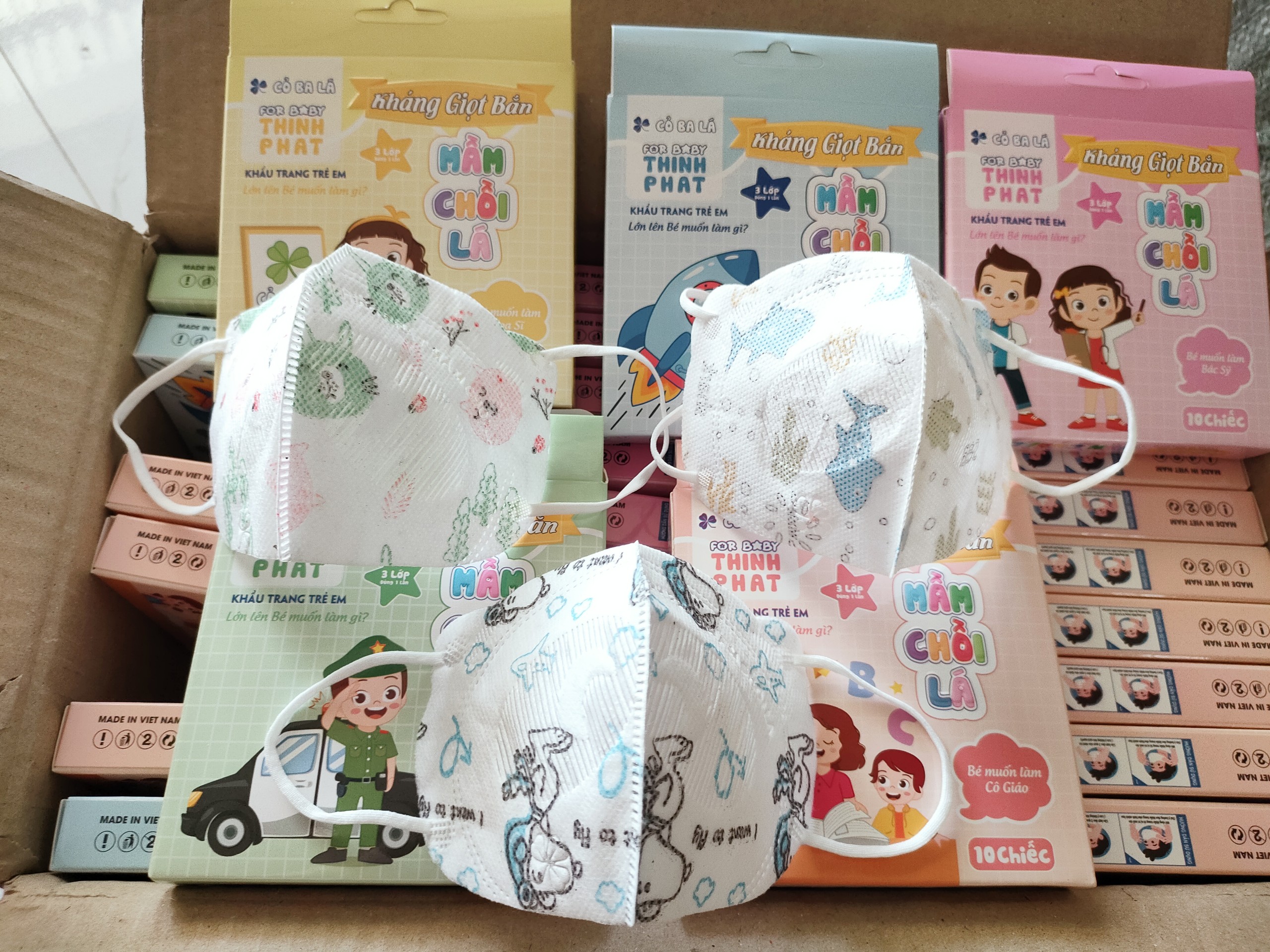 Combo 50 chiếc khẩu trang Gấu 5D Thịnh Phát cho bé 1-4 tuổi