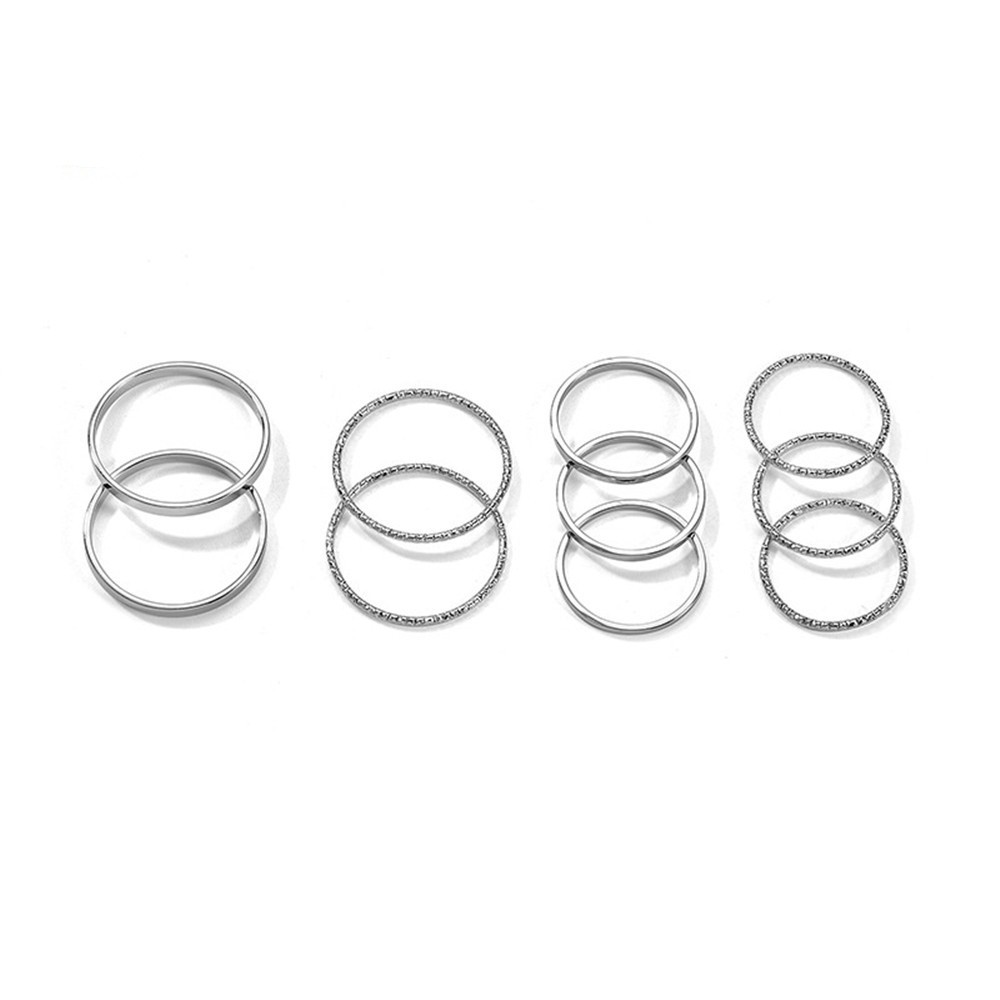 10PCS/SET Korea Fashion Mixed Minimalist Ring Set Geometric Round Metal Gold Silver Color Cuff Joint Rings Jewelry for Women. 