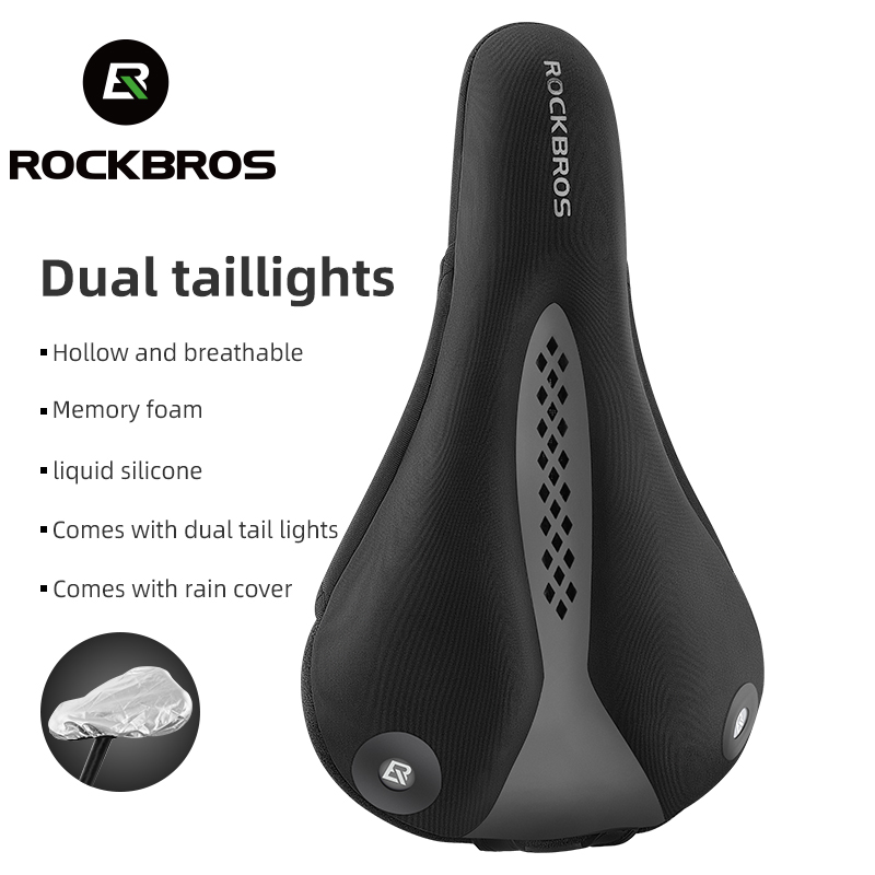 ROCKBROS Bicycle Saddle Cover Breathable Comfortable Bike Saddle with taillight shockproof liquid silicone case Bike parts