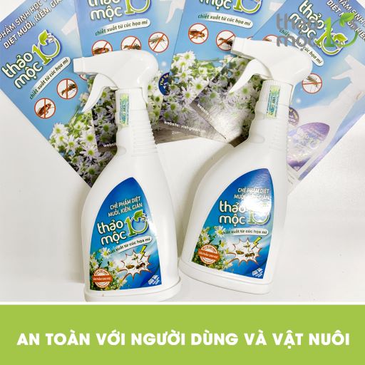 XỊT CÔN TRÙNG (MUỖI, KIẾN, GIÁN) THẢO MỘC 10S 100ML, 500ML