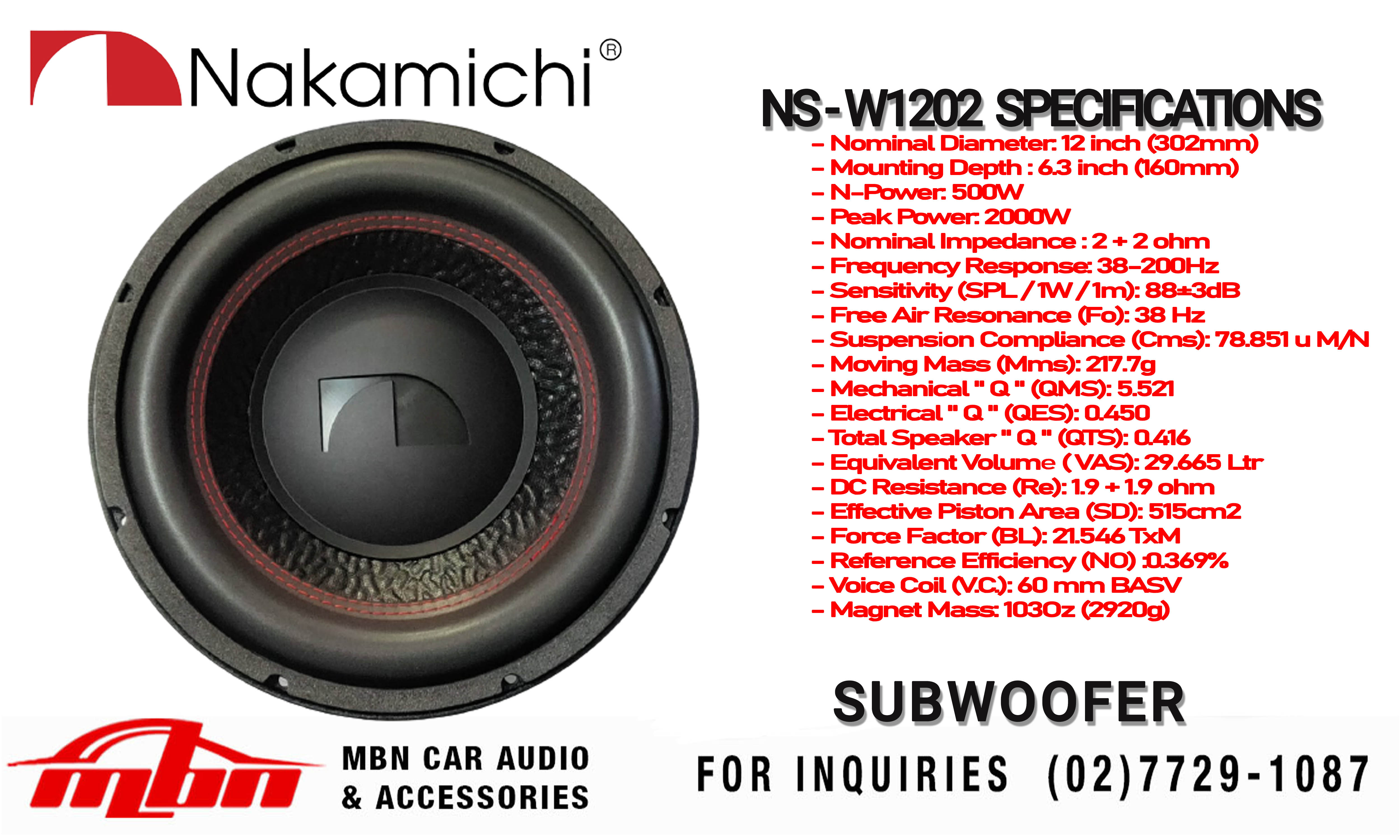 Nakamichi 12'' subwoofer 2000W Peak 