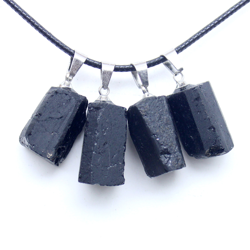Yuanyan fashion new Black Tourmaline Crystal Gem natural Healing Reiki stone pendant Necklace for jewelry making Charm accessories 1pcs. 
