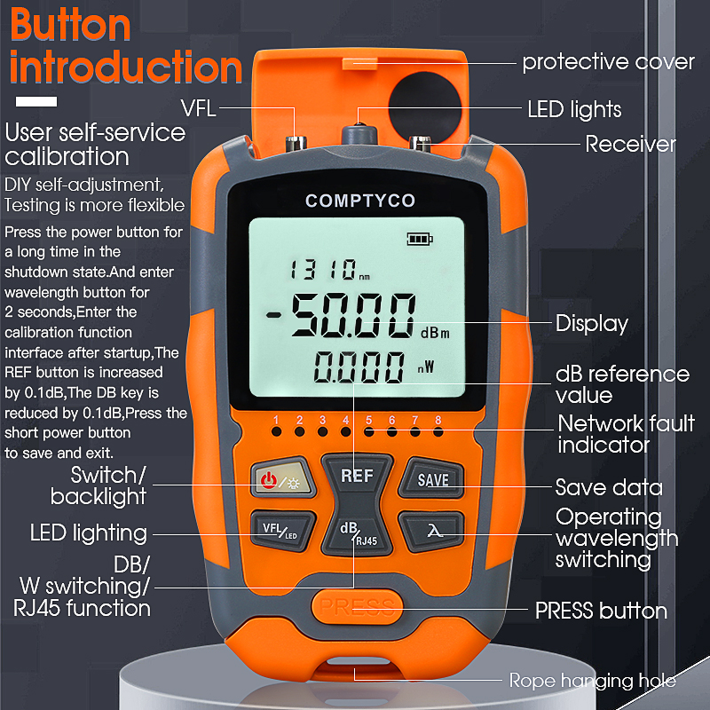 COMPTYCO AUA-M50 Mini 4 in 1 Multifunction Optical Power Meter Visual Fault Locator Network Cable Test optical fiber tester