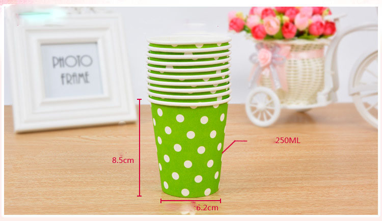 Set 10 cốc giấy chấm bi trang trí sinh nhật - dùng một lần (250ml)