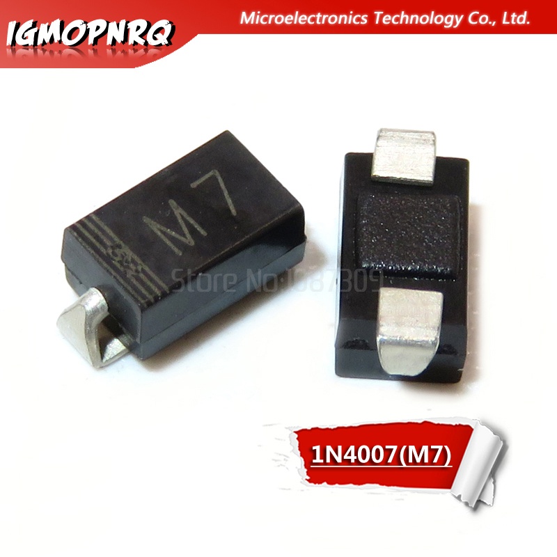 100pcs m7 1n4007 1000v in4007 1a rectifier diode new original integrated circuit