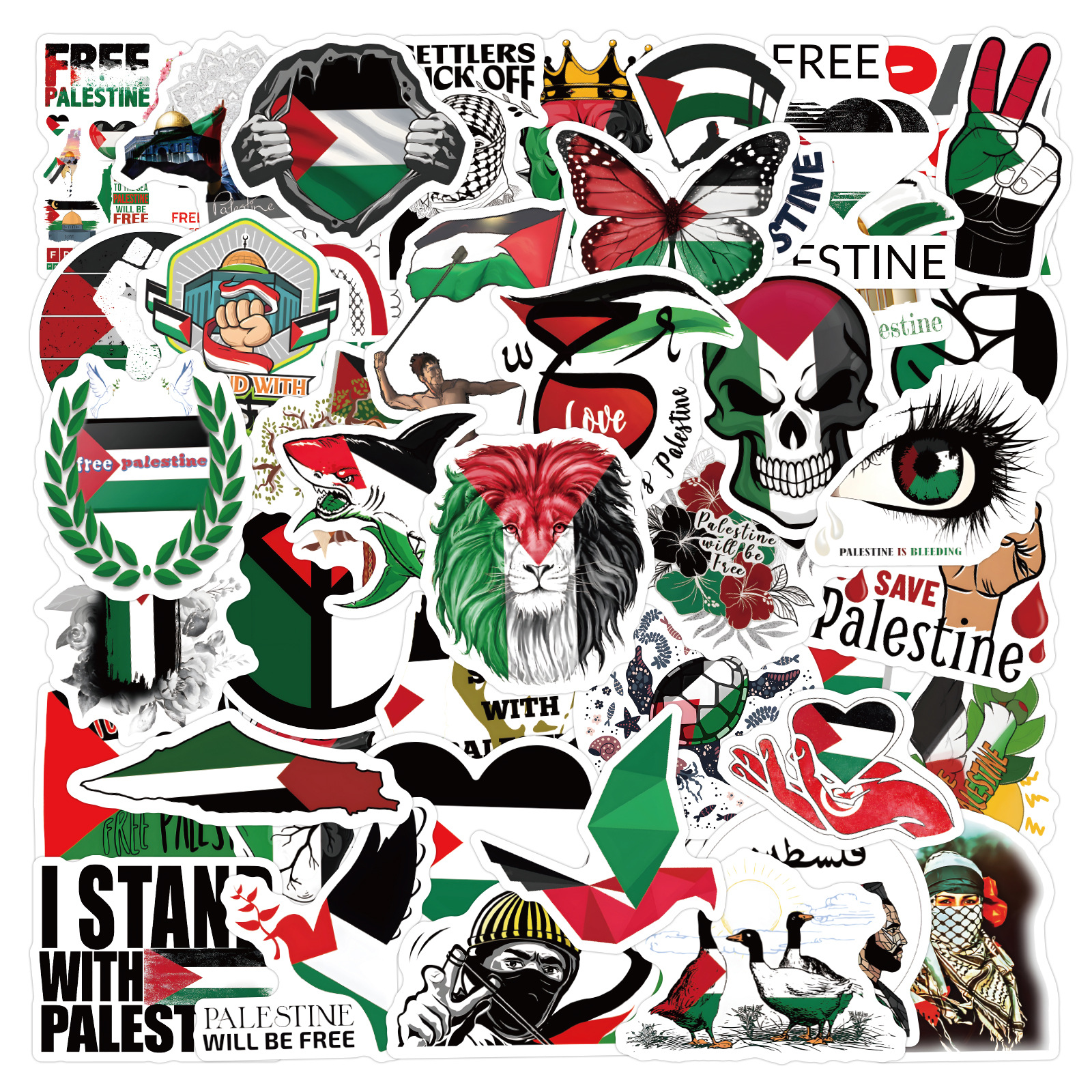 Free Palestine-Flag of Palestine and palestine sticker pack