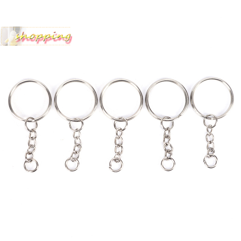 🔥singg poy 50 chiếc móc khóa bạc đánh bóng 25mm móc khóa vòng tách vòng móc khóa ngắn tự làm