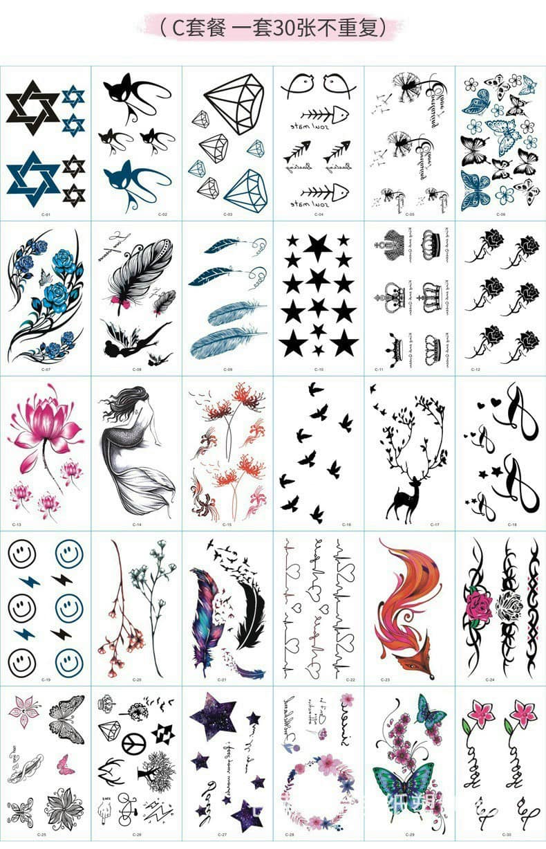 Combo 30 tấm hình xăm tatoo mini - giao hình ngẫu nhiên