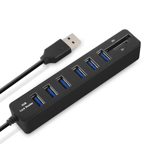 Multi USB 2.0 Hub USB Splitter High Speed 6 Ports with TF SD Card Reader (iRepairParts)