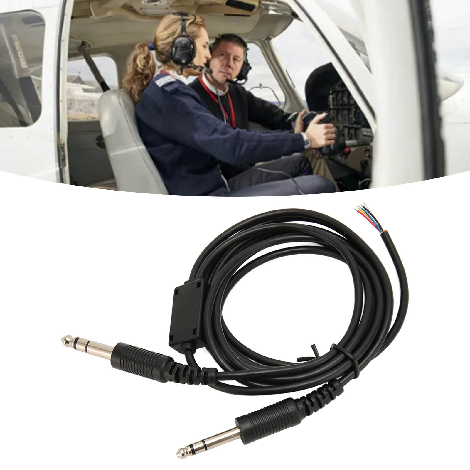 Aviation Headset Cable Replacement Premium PVC Dual GA Plug Pilot Headphone DIY Cable 6.6ft