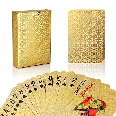 Yapthes Luxury 24K Gold Foil Poker Playing Cards Classic Magic Tricks Tool with Box Good Gift Idea Interesting Toy 