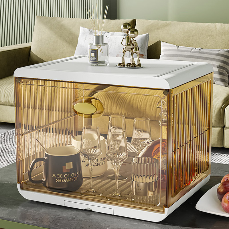 Cup holders, household dustproof cup storage shelves, foldable tabletop tea cup shelves, tea set storage cabinets