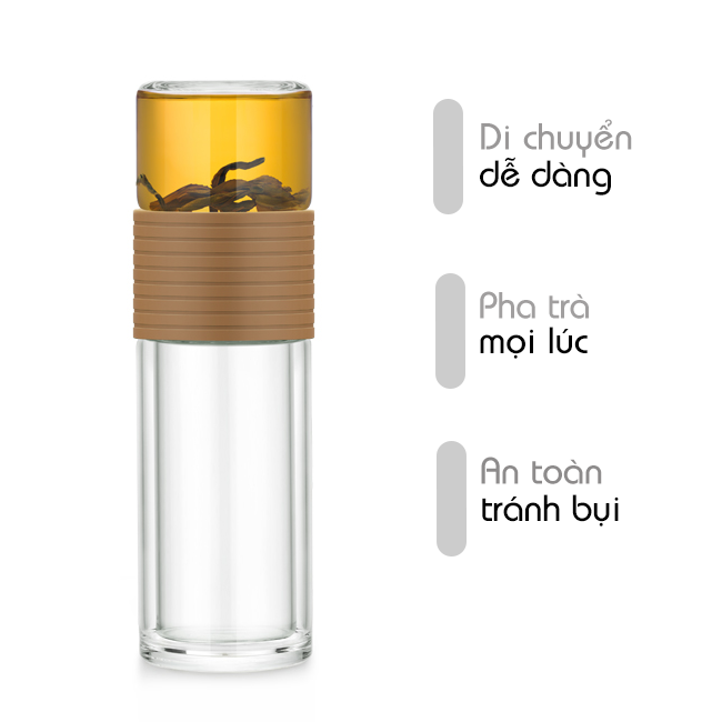 Bình lọc trà travel Samadoyo C002C (nâu) 238mL