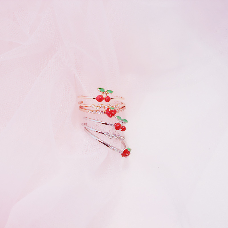 %E3%80%90Wildfolk%20Studio%E3%80%91%E3%80%90Nextvance%20Jewellry%20MALL%E3%80%91Trendy%20Cutie%20Sweet%20Cherry%20Strawberry%20Crystal%20Metal%20Silver%20Color%20Layer%20Finger%20Ring%20Adjustable%20For%20Women%20Jewelry%20Girl%20-%20Image%204