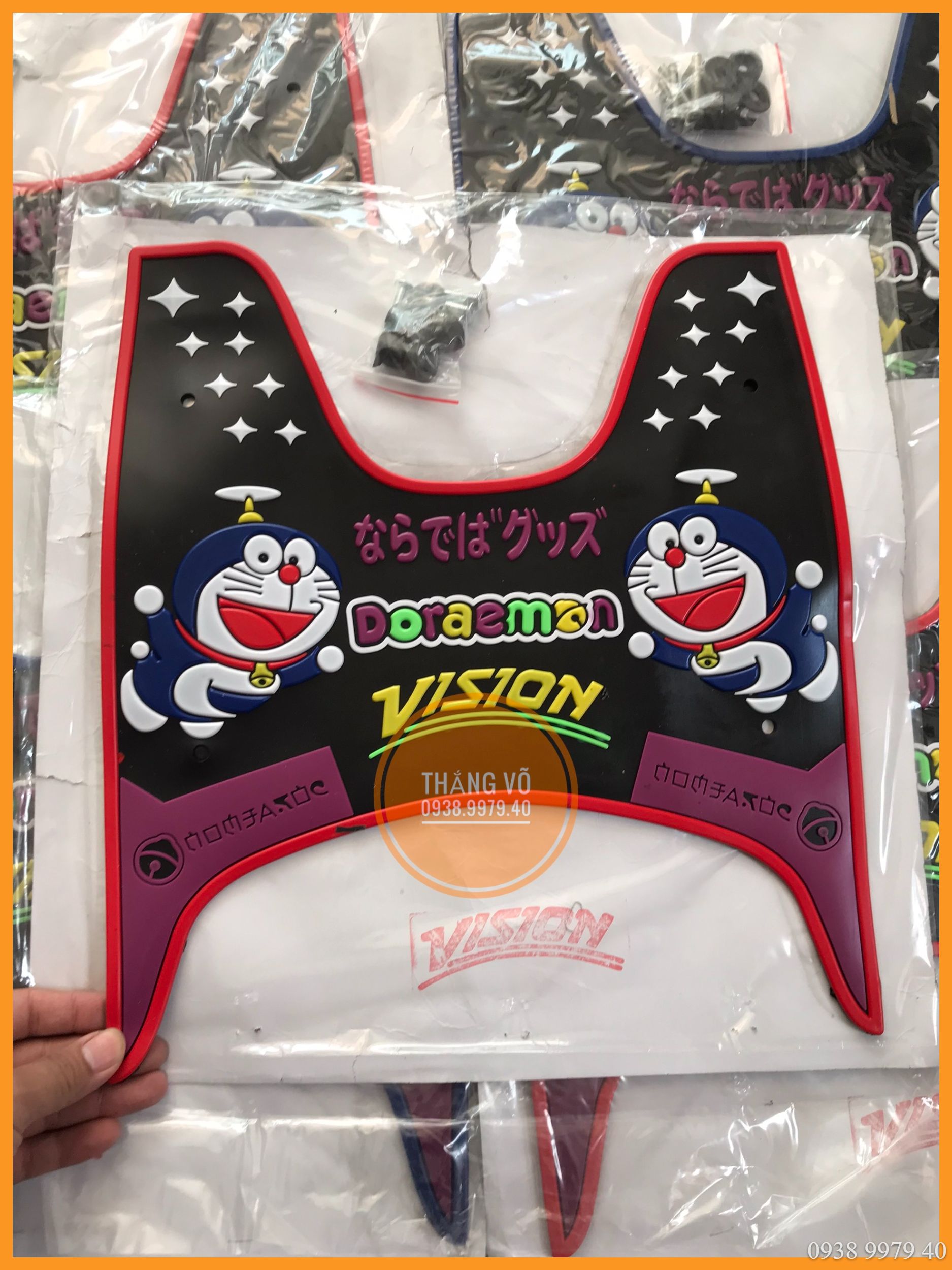 Thảm lót chân Vision 2021, Thảm xe Vision 2021 hoạt hình Doremon thảm để chân đồ chơi phụ kiện Vision 2021