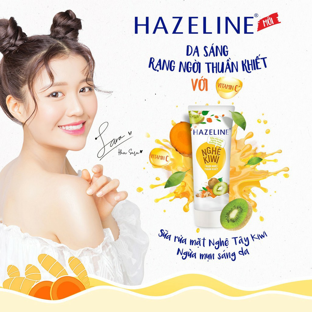 Hazeline sửa rửa mặt nghệ kiwi 100gr