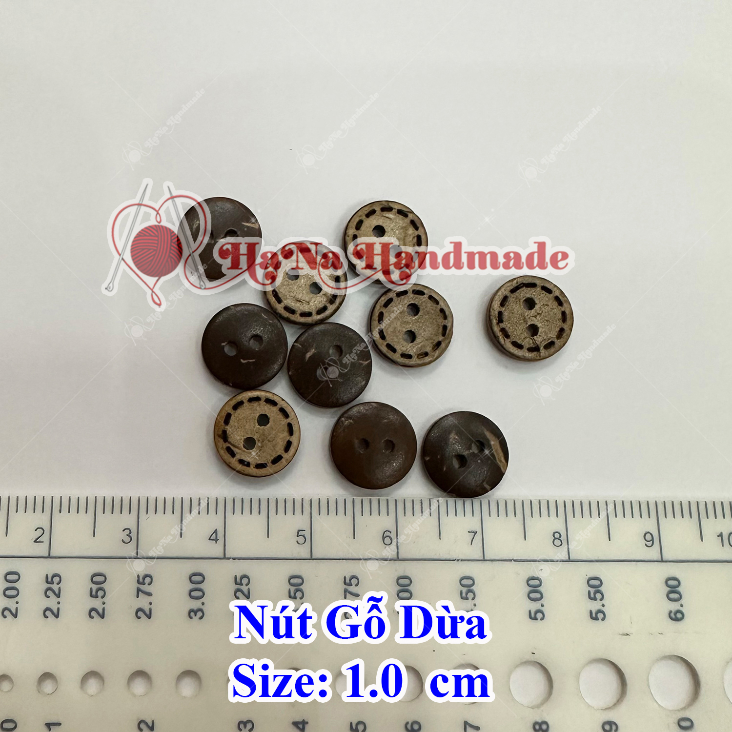 Coconut Wood Buttons Set of 10 Pieces, Size 1cm -1.5Cm -2.0Cm