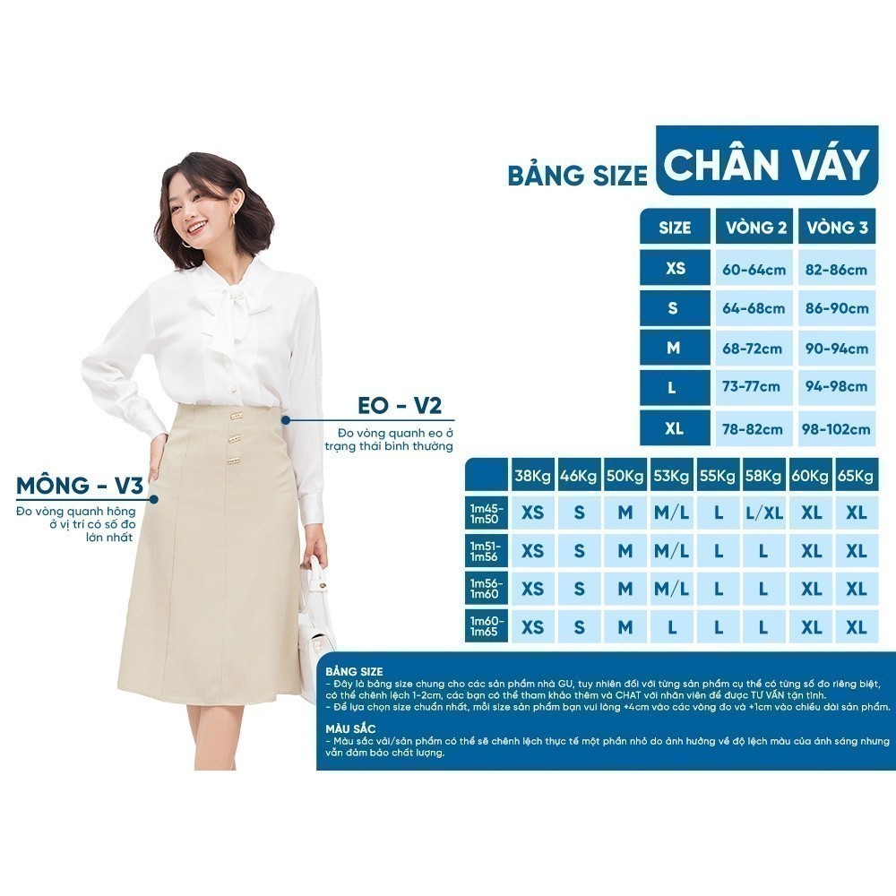 [15 - 17.6 |Voucher 8-10%] Chân váy tơ dập ly GUMAC VD05025