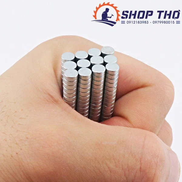 Nam châm đất hiếm hạt tròn 8x1.5mm mạ kẽm