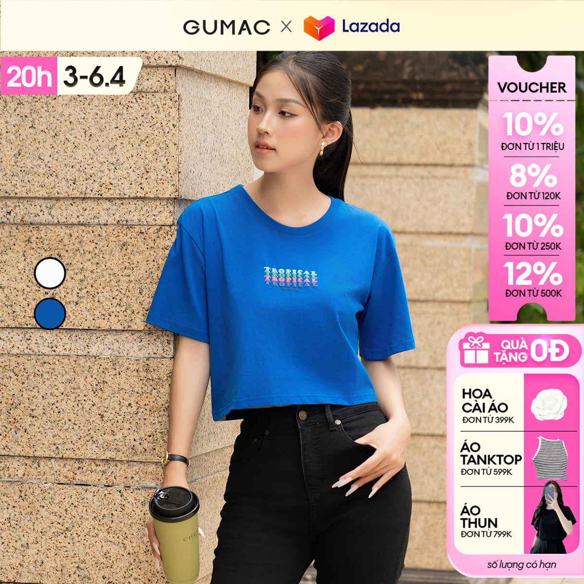 [20H 6.7 - 9.7| Voucher 10-18%] Áo thun nữ in phối màu thời trang GUMAC ATE05063