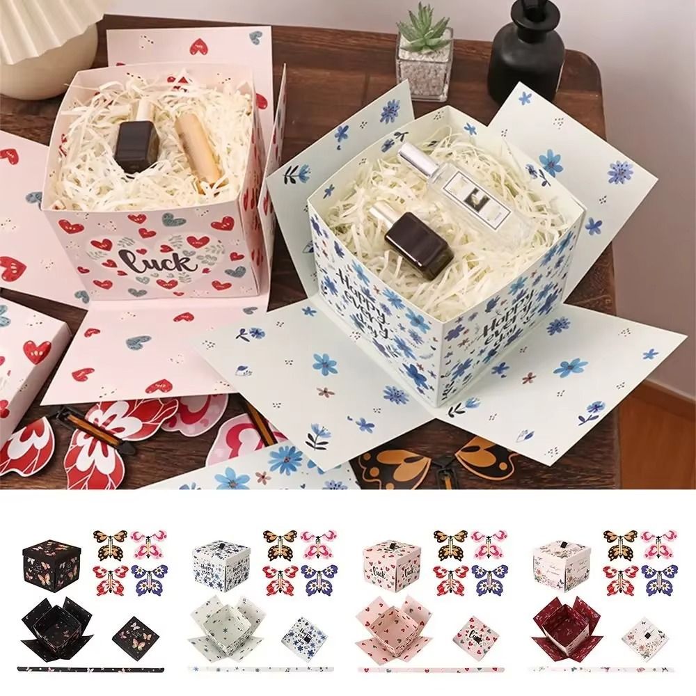 Creative Packaging Multicolor Flying Butterfly Gift Box Paper Wind Up ...