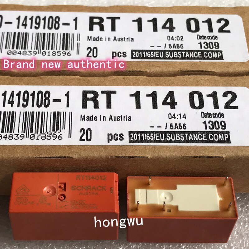 100% new 1pcs/ rt114012 dc12v relay 12a 5pins 1 on 1 off