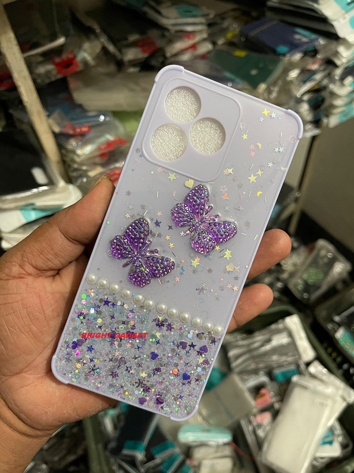 For Realme C53 /C51 /N53 Case Sparkling Star Moon Soft Silicone Transparent Butterfly Ladies Back Cover For Realme Narzo N53 Back Cover.
